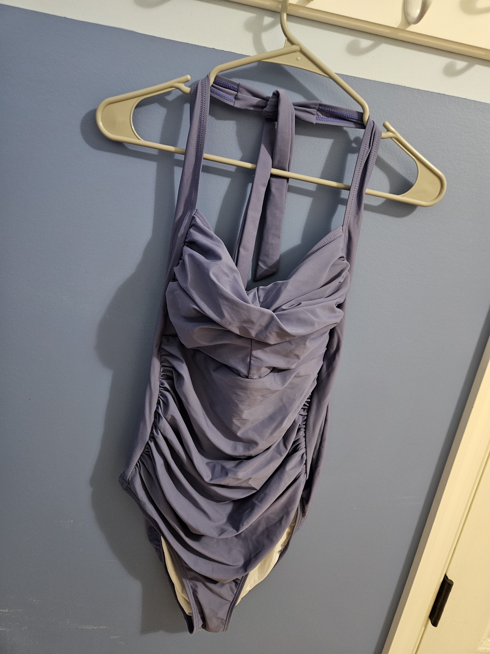 Lavender Halter Ruched One-Piece Swimsuit